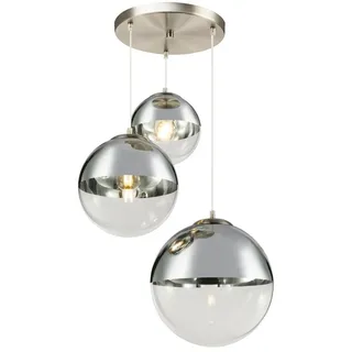 GLOBO LIGHTING LED Pendelleuchte, LED wechselbar, warmweiß, ausgefallene Cluster Glas-kugel hängend für Esstisch Treppenhaus Ø51cm silberfarben