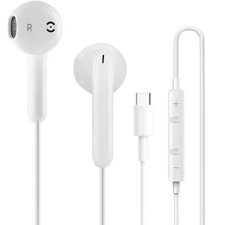 USB C In Ear Kopfhörer mit Kabel, MFi Zertifiziert Kopfhörer für Apple iPhone 16/15 Serie, Samsung Galaxy S23/S22/S21 Ultra, Hi-Fi Stereo Kabelkopfhörer USBC, Earpods USB C (White)