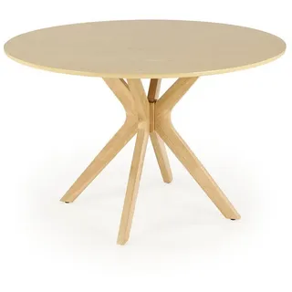 designimpex Esstisch Esstisch HAN-111 rund Eiche Natur Massiv Tisch Echtholz Esszimmertisch, Esstisch, Esszimmertisch, Küche, Tisch, Couchtisch, Wohnzimmertisch beige