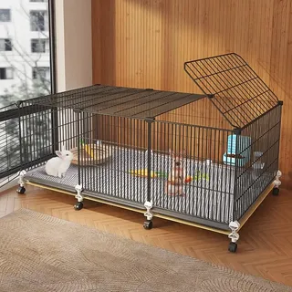 WXXSHGDW Hasenkäfig für Den Innenbereich, Haustierkäfig, Kaninchenkäfig, Meerschweinchenkäfig, Kleintierkäfig mit Ausziehbarer Ablage und Rollenplattform, für Kaninchen, Frettchen, Meerschweinchen