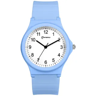 JewelryWe Uhren Junge Mädchen Silikon: Kinderuhr Einfache Analog Quarz Armbanduhr Kinder Jungendliche Himmelblau Gummi Armband Sportuhr Lernuhr Geschenk für Sohn Tochter Studenten