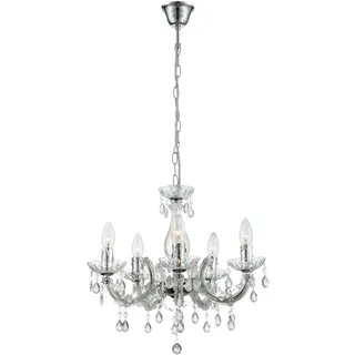 GLOBO Kronleuchter Luster Esszimmerlampe Kristallbehang chrom Metall H 128 cm