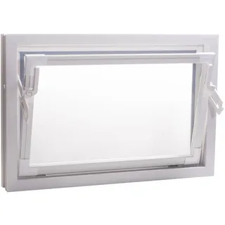 ACO 60cm Nebenraumfenster Kippfenster Einfachglas Fenster weiß Kellerfenster, Größe:60 x 40 cm