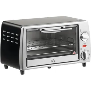 Homcom Minibackofen 10l 750 W silber inkl. Backblech + Grillrost + Bodenschale