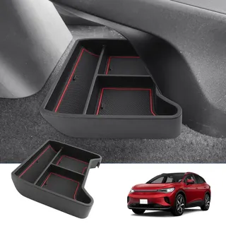 BIXUAN ID.4 kompatibel mit VW ID.4 2021-2024 2025 Mittelkonsole Aufbewahrungsbox ID.4 Organizer Tray Mittelarmlehne Handschuhfach Organizer Mittelkonsole Ablagefach ID.4 2024 Zubehör (Rot)
