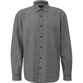 QS Regular Fit: Karohemd aus Baumwollflanell - schwarz|weiß - S