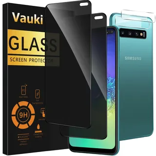 Vauki 2 Stück Sichtschutz Schutzfolie für Samsung Galaxy S10 Plus mit 2 Kamera Schutzglas,9H Härte Privacy Displayschutzfolie,Privatsphäre Anti-Spy Bläschenfrei Kratzfest Blickschutzfolie