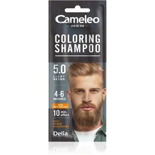 Cameleo Men – Färbendes Shampoo – Hellbraun – Haare, Bart, Schnurrbart – Erfrischt – Hält 4 bis 6 Haarwäschen – Einfache und schnelle Anwendung – Walnussextrakt – 15 ml