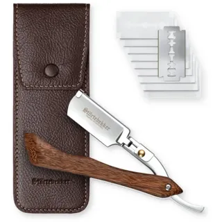 Störtebekker Shaving Accessories Störtebekker® Rasiermesser mit Holzgriff im handgefertigten Lederetui inkl. Alaunstift & Rasur- und Bartguide E-Book [10 Astra-Klingen] Rasiermesser Set [+ Nassrasierer in Premium-Qualität