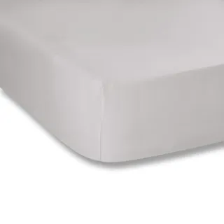 Plain Dyed Cotton Perkal Grey 200TC Fitted Sheet 120 x 200 cm