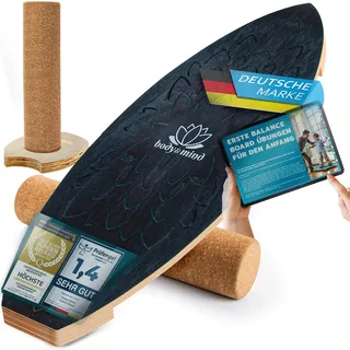 Balance-Board Surfbrett Surf Balance Wackelbrett für Physiotherapie Surf-Training; Trainiert Gleichgewicht & Koordination mit gratis E-BOOK (Dark Ocean)