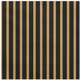 Partydeco Servietten "Stripe" 20Stk./33x33cm |Schwarz/Gold