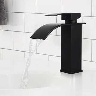ASelected Wasserhahn Bad Wasserfall Wasserfall Wasserhahn Bad Edelstahl Waschtischarmatur Wasserfall Waschbecken Armatur Chrom Einhebelmischer für Badezimmer, Modern Wascharmatur, Edelstahl