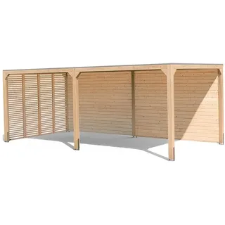 Karibu Pavillon »Markaska« mit Leimholz-Balken und Dacheindeckung - 627x320x239cm - braun - Fichtenholz / Holz / Aluminium