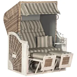 SonnenPartner Sunny Smart® Strandkorb Rustikal 285 Z beige, braun, antikweiß Kunststoff, Holz