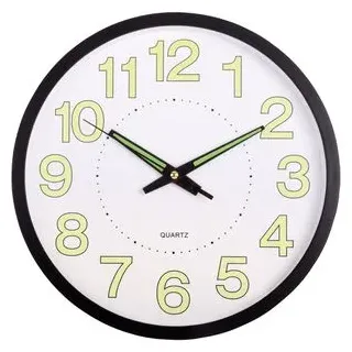 Böttcher-AG Wanduhr Leuchtziffern Kunststoff, analog, Quarzuhr, Ø 29 cm, schwarz