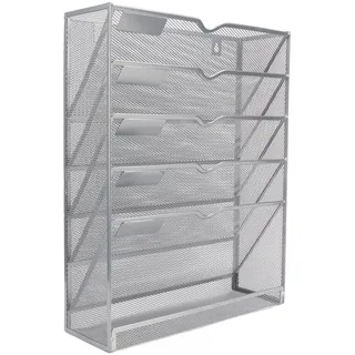 Alvinlite Metall Zeitschriftensammler Wand, Grau Zeitungsständer, 6 Fächer Zeitschriftenhalter Dokumentenablage Zeitungshalter Briefständer Wand, 40,5 x 32 x 10,2 cm for Office Home