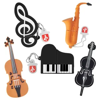 32GB*5 USB-Stick USB-Flash-Laufwerk Noten/Klavier/Saxophon/Violine/Cello, Memory Stick Cartoon Speicherstick Flash-Speicher-Stick, Pen Drive für Schule Büro Auto PC Laptop (32GB*5, Musikinstrumente)