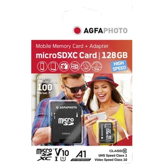 AgfaPhoto microSDXC 128 GB Class 10 UHS-I V30 + SD-Adapter