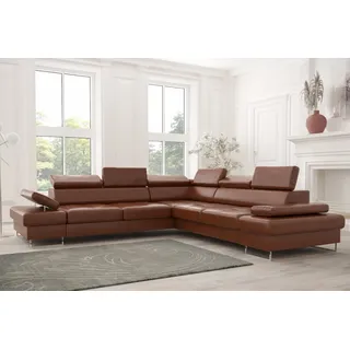 Friderik-EU Ecksofa Echtes Leder GALAXY MAX Ledersofa 280×280 Schlaffunktion braun