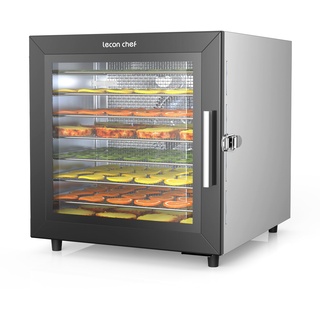 Lecon Chef Dörrautomat Edelstahl 8 Edelstahl-Dörrtabletts Dörrgerät 35°C - 90 °C Temperaturregler Dehydrator 700 Watt Food Dryer mit 24H-Timer