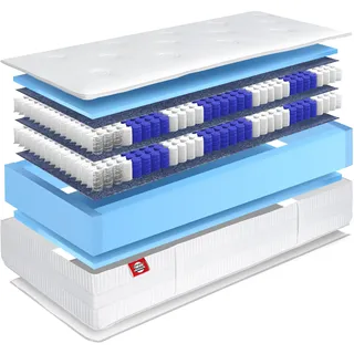 Matratzen Perfekt Boxspring-Matratze in den Härtegraden H2, H3, H4 und H5, Höhe von 33 cm, Terra Med Box2 Boxspringbett-Matratze mit Doppel-Federkern (H4, 180 x 200 cm)