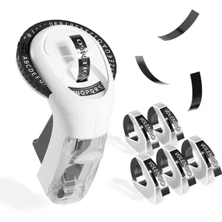 Beschriftungsgerät Prägegerät, Etikettiergerät Prägegerät Retro, Prägemaschine mit 5 Prägegerät Etiketten Schwarz, 3D-Effekt Erzeugen