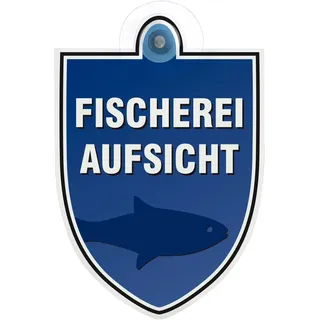 Fischereiaufsicht Schild, Autoschild Fischerei Aufsicht mit Saugnapf, 1,5mm wetterfestes Material 75 x 100 mm groß, von innen oder außen GREEN