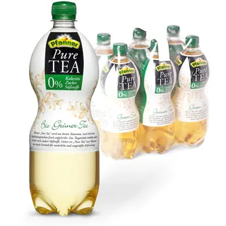 Pfanner Pure Tea Grüner Tee (6 x 1 l) – Eistee ohne Zucker und ohne Süßstoffe - Bio Tee mit Holunder und Zitronensaft – im Vorratspack