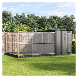 vidaXL Voliere mit Erweiterung Silbern 497x303x216 cm Stahl