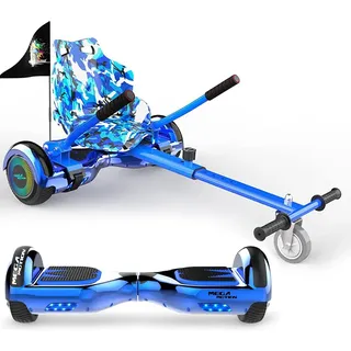 MEGA MOTION Hoverboards mit Hoverkart für Kinder, 6.5 Zoll Hoverboards mit Bluetooth Lautsprecher, mit LED-Leuchten, Geschenk für Kinder und Juge... - Blau