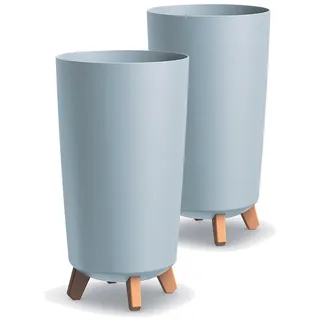 Tymar Übertöpfe groß mit Füßen, Blumenübertopf, Blumentopf Gross, Blumenkübel matt, Pflanzkübel für Außen und Innen ((2pack) Grau ; Höhe 44,5 cm/ø 24 cm)