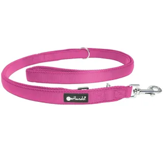 Petlando Hundeleine 3m Mesh, weich gepolstert, atmungsaktiv, leicht & robust, Führleine 3 Fach verstellbar mit Karabiner, Freihandleine, Umhängeleine, Leine für kleine Hunde, Fuchsia 300x1,5cm