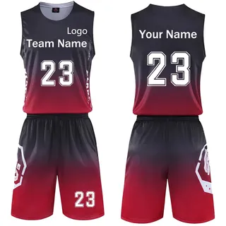 COITROZR Basketball Trikot Benutzerdefinierte Basketball-Trikots Jungen und Mädchen mit Namensnummer Basketball Trikot Shirts und Shorts zweiteiliges Set (Color : Black Red, Size : 1)