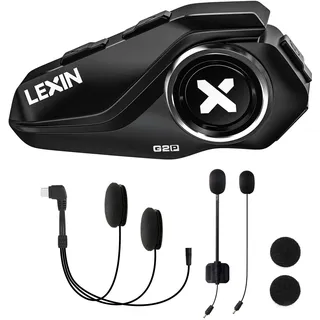 LEXIN G2P Motorrad Bluetooth Headset, Helm Kommunikationssystem für 2 bis zu 6 Personen in Reichweite von 1000m, IP67 Wasserdicht Freisprecheinrichtung mit FM Radio, Einzelpack