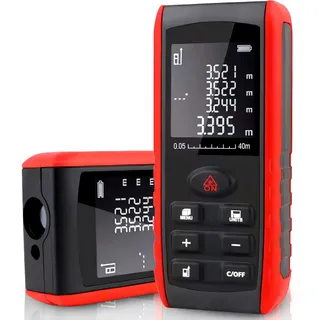 Retoo Laser-Entfernungsmesser 40M – Digitales Laser-Messgerät mit Rotem Laser Klasse II±1,5 mm Genauigkeit, LCD-Hintergrundbeleuchtung, m/in/ft, IP54 Schutz, Akustische Signalisierung