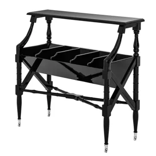 Casa Padrino Luxus Zeitungs & Magazin Trolley Massivholz Schwarz Hochglanz Klavierlack - Luxus Hotel / Kanzlei Einrichtung