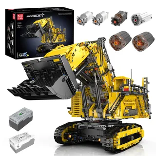 Mould King 17070 MOC Technik Ferngesteuert Bagger für Liebherr R 9800 Raupenbagger, 4767 Teile Technologie LKW-Modell Klemmbausteine Bauset Spielzeug für Kinder und Erwachsene Mit 6 Motoren