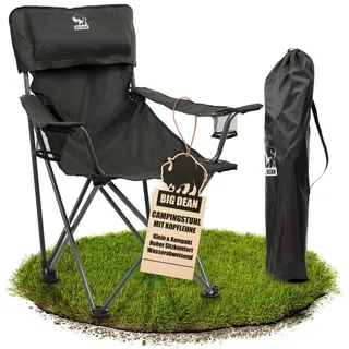 BigDean Campingstuhl Luxus Faltbar Schwarz