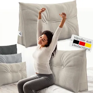 eloneo Rückenkissen – Keilkissen fürs Bett & Sofa, abnehmbarer Bezug, praktisches Seitenfach Handy 1 St Kissen