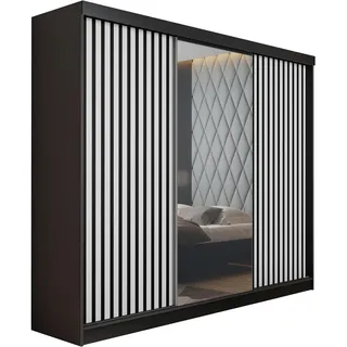 kier furniture Schiebetürenschrank Schwarz, Weiß, Holzwerkstoff, 200x205x59 cm, Schlafzimmer, Kleiderschränke, Schwebetürenschränke
