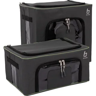 Bo-Camp Aufbewahrungsbox-Set 2 Stück Faltbar Grau