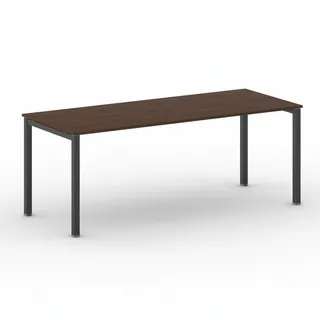 Bürotisch PRIMO SQUARE 200x80 cm, schwarzes Metallgestell, Nussbaum