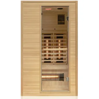 Dewello Infrarotkabine Sauna Calgary 115cm x 105cm 1 Person Vollspektrumstrahler Hemlock Tannenholz