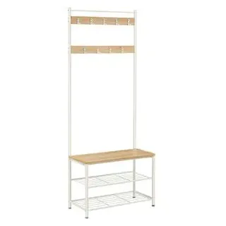 VASAGLE Schuhregal 70 x 175 x 32 cm weiß matt / weiß