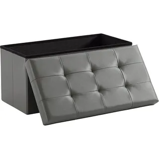 Zedelmaier Sitzbank Sitzbank mit Stauraum, Sitzhocker, Spielzeugtruhe, Fußhocker (ZD76PVC), Aus MDF-Platte und Lenien. Faltbar, bis 300 kg,Truhenbank grau