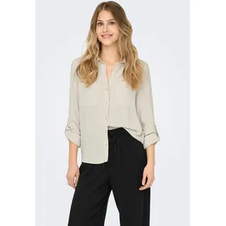 Langarmbluse ONLY "ONLYASMIN-SIESTA LS LINEN BL SHIRT PNT", Damen, Gr. XS, gelb (moonbeam), Web, Obermaterial: 80% Viskose, 20% Leinen, unifarben, oversize, Blusen