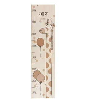 Striefchen® Messlatte für Kinder mit Namen aus Holz für Kinderzimmer mit niedlichen Motiven Messleiste Giraffe