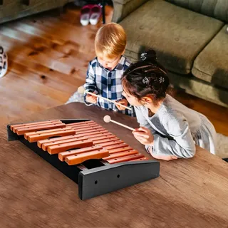 Costway 25 Noten Glockenspiel Xylophon Holz, mit Schlägel Tragetasche, Percussion Geeignet für Kinder und Erwachsene