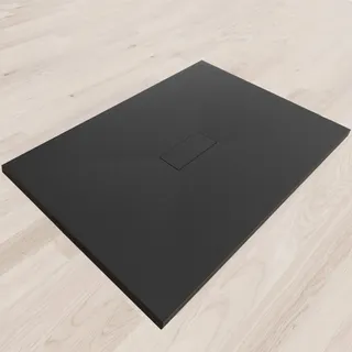 Moments of Glass SMC Duschwanne 140x100 cm – 26 mm), flach Mit Steinoptik Schwarz